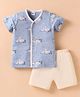 Ben Benny 100% Cotton Knit Half Sleeves Shorts Night Suit with Duck Print - Lavender