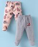 Ben Benny 100% Cotton Knitted Full Length Bootie Leggings with Helicopter Print Pack of 2 - Grey & Peach