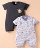 Ben Benny 100% Cotton Knit Half Sleeves Rompers with Animal Print Pack of 2 - Black & White