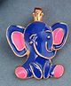 LBV 925 Sterling Silver 24kt Gold Plated Blue and Pink Enameled Baby Elephant Pendant For Baby Girl & Baby Boy Jewelry Locket Charm Without Chain