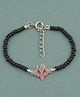 LA BELLE VIE 925 Sterling Silver Rhodium Plated Pink Enameled Trishul Charm Black Beads Nazariya for Baby