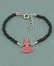 LA BELLE VIE 925 Sterling Silver Rhodium Plated Red Enameled Laxmi Ji In Black Beads Nazariya For Baby