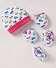 Ben Benny Interlock Knit Cap Mittens & Booties With Vehicle Print - White