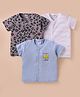 Ben Benny 100% Cotton Inter lock Knit Half Sleeves Front Open Jhablas with Stripes  Print Pack of 3 - Blue