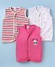 Ben Benny 100% Cotton Interlock Knit Sleeveless Front Open Jhablas with Stripes  Print Pack of 3 - Pink