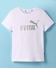 PUMA Cotton Knit Half Sleeves T-Shirt with Brand Logo Print - White