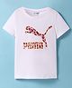 PUMA Cotton Knit Half Sleeves T-Shirt with Brand Logo Print - White