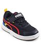 PUMA Casual Shoes with Velcro Closure & Brand Text Print - Black