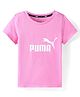 PUMA Cotton Knit Half Sleeves T-Shirt with Brand Logo Print - Pink