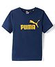 PUMA Cotton Knit Half Sleeves T-Shirt with Brand Logo Print - Blue