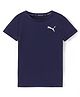 PUMA Knit Half Sleeves T-Shirt with Brand Logo Print - Navy Blue