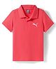 PUMA Cotton Knit Half Sleeves Polo T-Shirt with Brand Logo Print - Pink