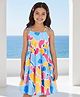 Pine Kids Rayon Woven Sleeveless Frock with Abstract Print - Light Blue