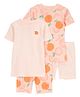 Carter's Knit Half Sleeves Shorts Night Suits With Orange Print Pack of 2 - Peach