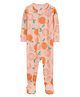 Carter's Knit Full Sleeves Footed Sleep Suit With Orange Print - Orange