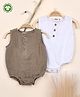 Mom's Home Organic Cotton Pack Of 2 Sleeveless Solid Onesies - Brown & White