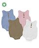 Mom's Home Organic Cotton Pack Of 4 Sleeveless Solid Onesies - Pink White Brown & Blue