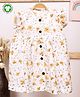 Mom's Home Organic Cotton  Frill Sleeves Lemons Printed Dress - White & Yellow