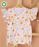 Mom's Home Organic Cotton Frill Sleeves Floral Printed Kimono Top - White & Yellow