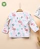 Mom's Home Muslin Organic Cotton Full Sleeves Flamingo Printed Jhabla - White & Pink