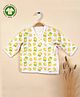Mom's Home Muslin Organic Cotton Full Sleeves Lemons Printed Jhabla - White & Yellow