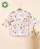 Mom's Home Muslin Organic Cotton Full Sleeves Floral Printed Jhabla - White & Peach