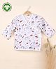 Mom's Home Muslin Organic Cotton Full Sleeves Leaves Printed Jhabla - White & Pink