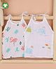 Mom's Home Muslin Organic Cotton Sleeveless Pack Of 2 Flamingo & Whale Printed Jhablas - White & Pink