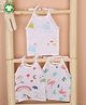 Mom's Home Muslin Organic Cotton Sleeveless Pack Of 3 Flamingo & Unicorn Printed Jhablas - White & Pink
