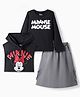 Ollington St. Disney Single Jersey Knit Full Sleeves T-Shirt & Skirt Set with Sleeveless Hoodie & Minnie Mouse Graphics - Black