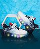 ABROS Basketball Designed Velcro Closure LED Shoes - White & Navy Blue