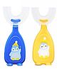 THE LITTLE LOOKERS 360° U-Shaped Toothbrush with Food Grade Silicone Head | Soft Bristles & Easy Grip Ideal for Babies & Kids (Pack of 1, Yellow & Blue)