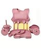 THE LITTLE LOOKERS Baby Feeding Set I 11 Piece Baby Dining Set I Baby Bowl and Spoon Set, Bib, Snack/Sipper Cup - Maroon