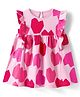Bonfino 100% Cotton Knit Frill Sleeves Printed Dress - Pink