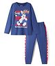 Pine Kids Disney Single Jersey Knit Full Sleeves Night Suit with Mickey Mouse Graphics - Navy Blue