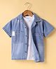 Little Kangaroos Denim Woven Half Sleeves Shirt with T-Shirt - Light Blue
