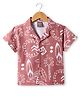 Little Kangaroos Cotton Woven Half Sleeves Shirt With Beach Theme Print - Pink