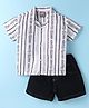 Little Kangaroos Cotton Woven Half Sleeves Printed Shirt & Shorts Set - Black