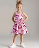 Bonfino 100% Cotton Knit Sleeveless Elasticated Waist Dress with Hearts Print - Pink