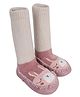 Kidofash Cotton Animal Applique Detailed Colour Blocked Sock Shoes - Cream & Pink