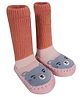 Kidofash Cotton Animal Applique Detailed Colour Blocked Sock Shoes - Pink
