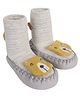 Kidofash Cotton Animal Applique Detailed Colour Blocked Sock Shoes - Grey