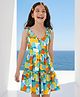 Pine Kids Rayon Woven Sleeveless Tiered Frock with Fruits Print - Light Blue