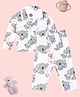 The Mom Store Cotton Knit Full Sleeves Koalas Printed Coordinating Shirt & Pajama Set - White