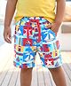 Babyhug Terry Knit Mid Thigh Shorts With Beach Theme Print - Light Blue