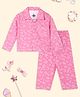 The Mom Store Cotton Knit Full Sleeves Moons Printed Coordinating Shirt & Pajama Set - Pink