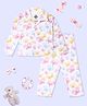 The Mom Store Cotton Knit Full Sleeves Butterflies Printed Coordinating Night Suit Set - White & Pink
