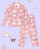 The Mom Store Cotton Knit Full Sleeves Rainbow & Unicorn Printed Coordinating Night Suit Set - Pink