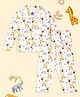 The Mom Store Cotton Knit Full Sleeves Floral & Giraffe Printed Coordinating Night Suit Set - White