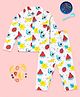 The Mom Store Cotton Knit Full Sleeves Fruits Printed Coordinating Night Suit Set - White & Red
